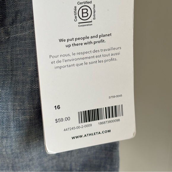 Athleta NWT Cabo Linen 4” Pull On Loungewear Shorts Chambray Blue Womens 16 - Picture 5 of 12